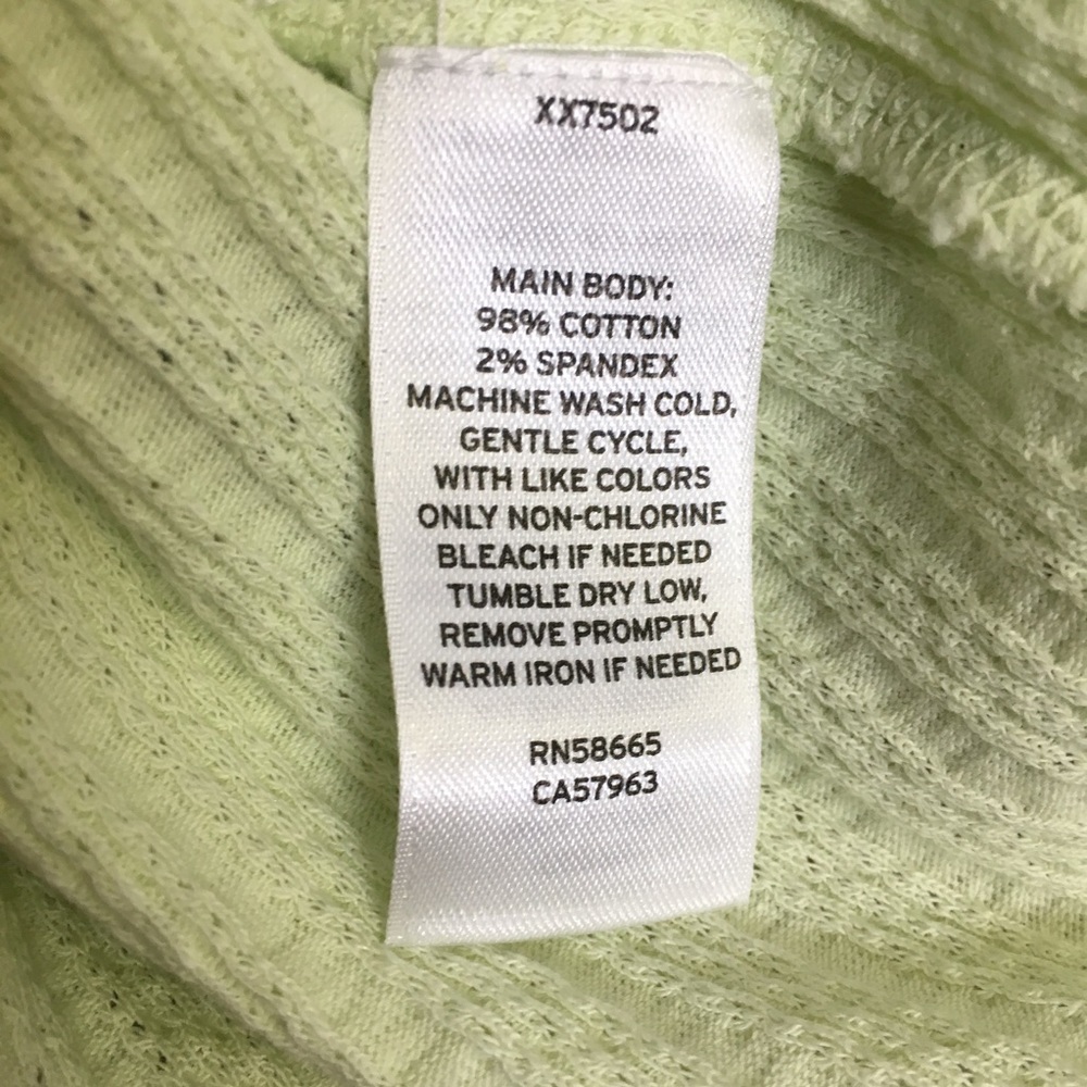 BP Lime Cropped Long Sleeve Ribbed Henley Top Size Medium - Picture 8 of 8